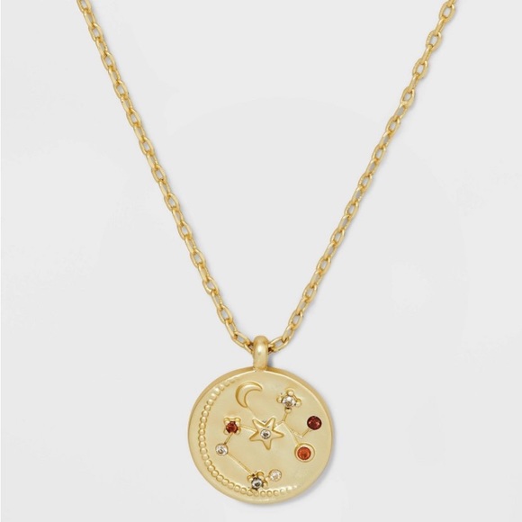 Beloved Inspired 14K Gold Dipped Constellation 
Disc w/ Stones Pendant Necklace - Picture 4 of 15